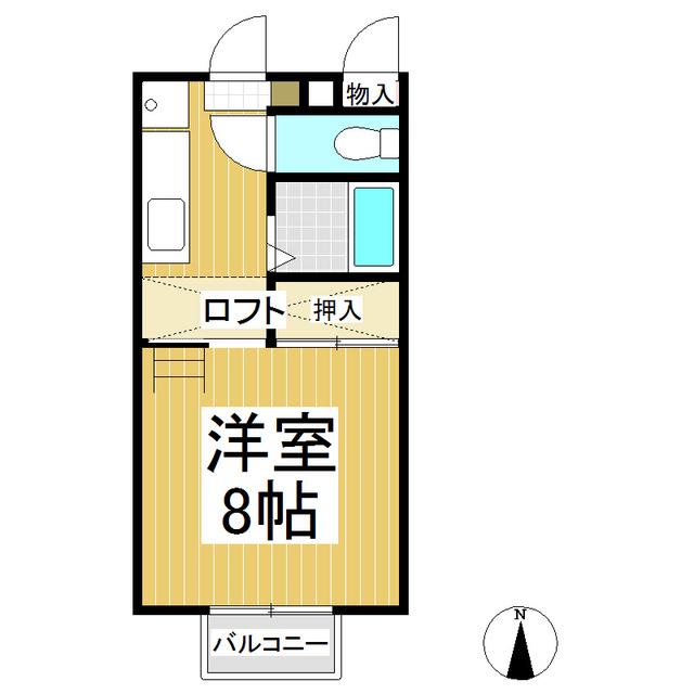 サンガーデン丹波島北館(1K/2階)の間取り写真