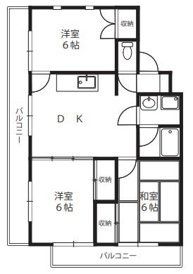 マンション奈賀(3DK/2階)の間取り写真