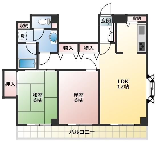 クレストコート府中天神町(2LDK/2階)の間取り写真