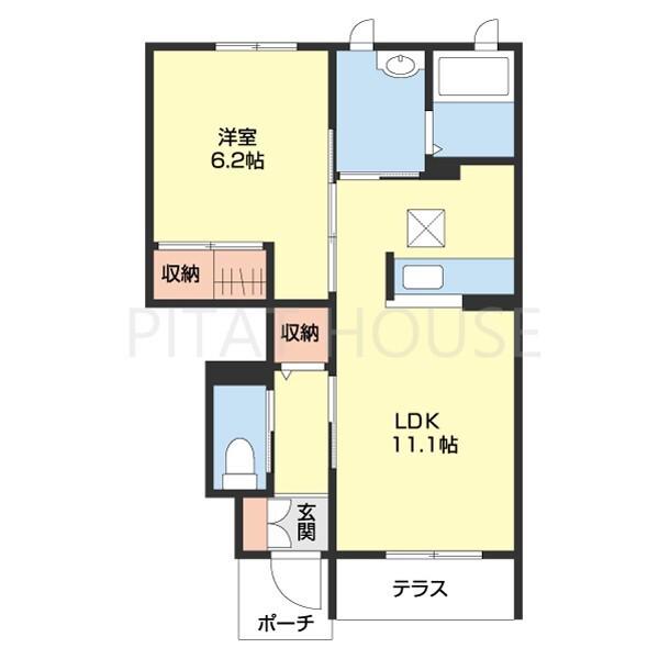 メゾンクレール関戸(1LDK/1階)の間取り写真