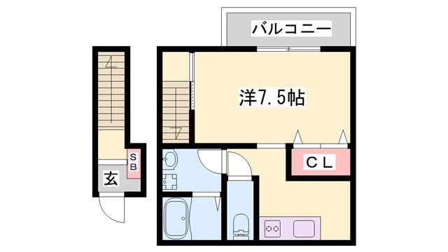 ADATTO LE CASA B棟(1K/2階)の間取り写真