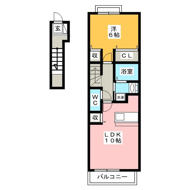 トゥインクル(1LDK/2階)の間取り写真