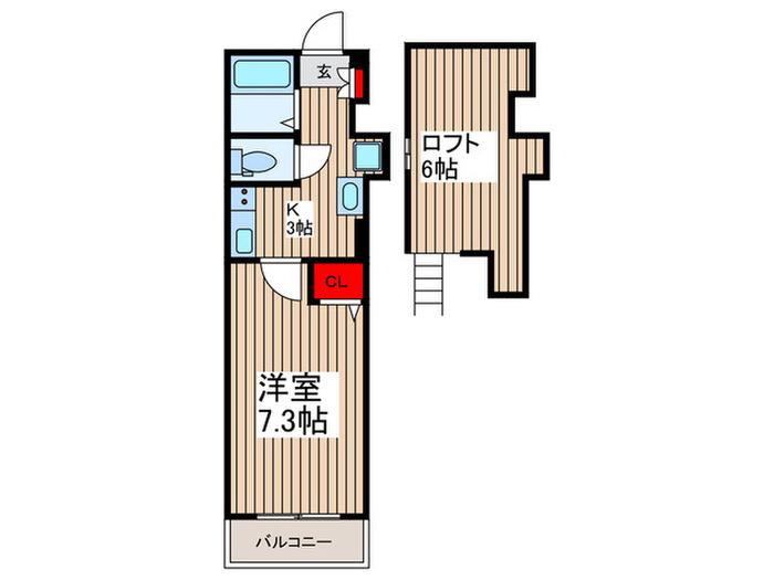 フェルメール朝霞台(1K/3階)の間取り写真