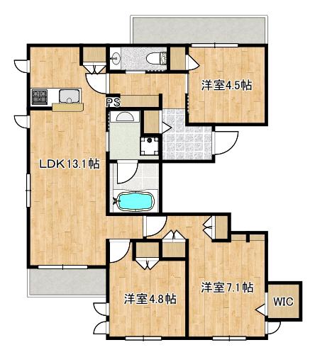 LS PLUS 上馬エルズプラスカミウマ(3LDK/3階)の間取り写真