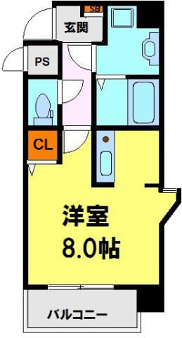 ONLYONE小花Ⅱ(1K/6階)の間取り写真