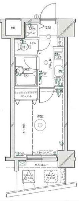 クレアシオン六本木(1K/2階)の間取り写真