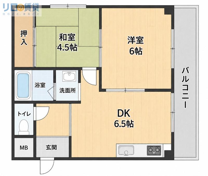 オリーブハイツ(2DK/4階)の間取り写真