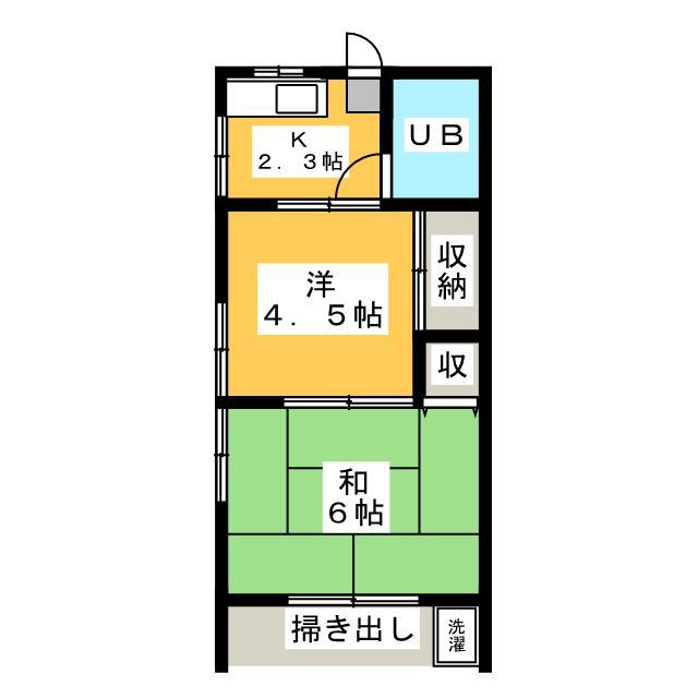 鴨志田荘(2K/2階)の間取り写真