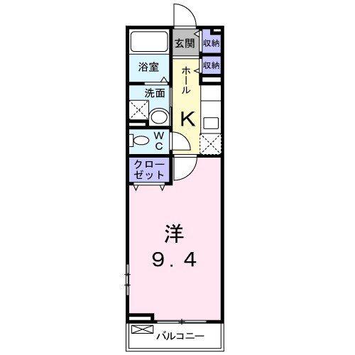 M-ティアラII(1K/2階)の間取り写真
