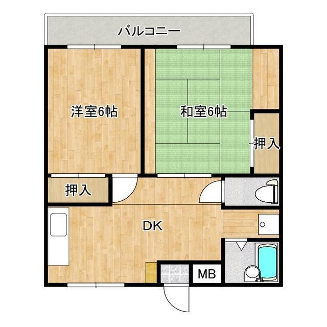 コーポ川口(2DK/1階)の間取り写真