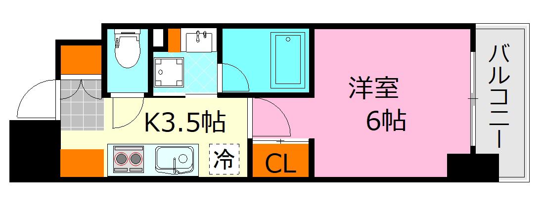 KO RESIDENCE 銀山町(1K/9階)の間取り写真