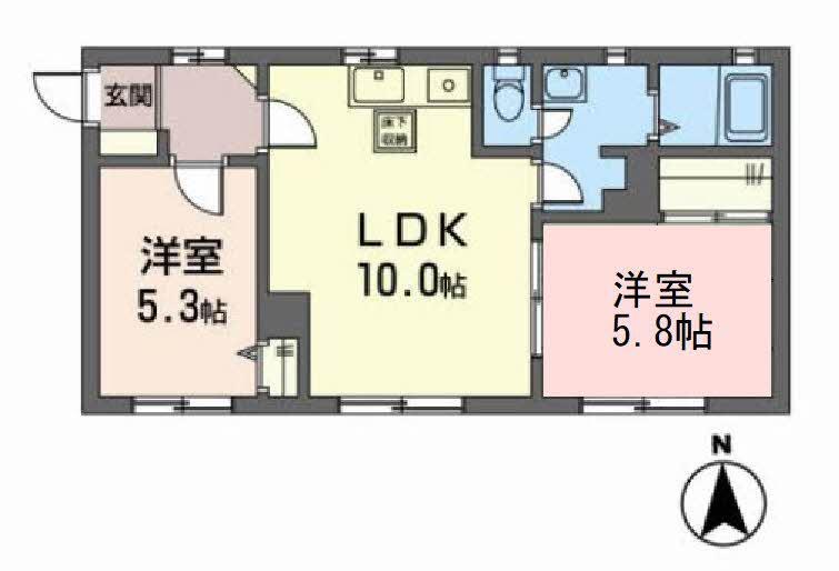 メゾンドール(2LDK/1階)の間取り写真