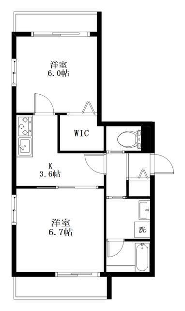 MAISON DE I(2DK/3階)の間取り写真