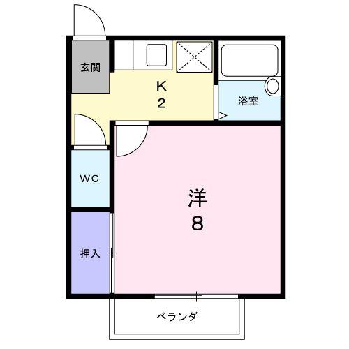 オークハイツ(1K/1階)の間取り写真