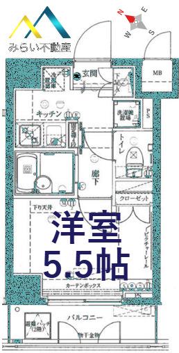 ヴェルト横濱石川町II(1K/5階)の間取り写真