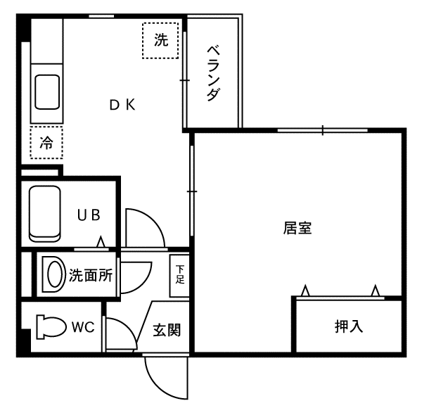 GARDEN PORT(1DK/1階)の間取り写真