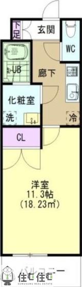 PARQUE HIMORI(1K/3階)の間取り写真