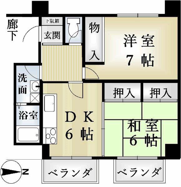 ヴァンヴェール小泉(2DK/3階)の間取り写真
