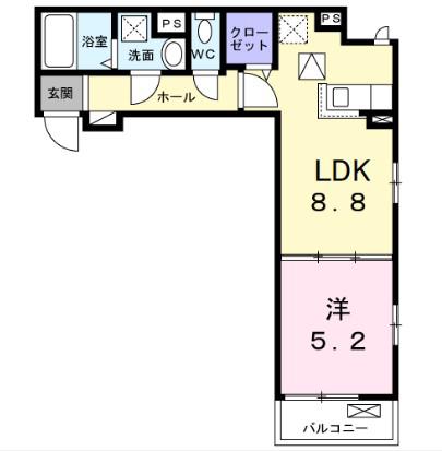 メゾンルミネ 中町(1LDK/1階)の間取り写真