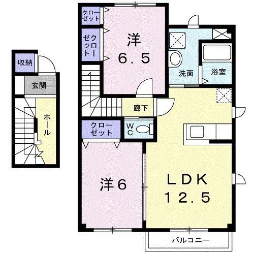 グレースD(2LDK/2階)の間取り写真