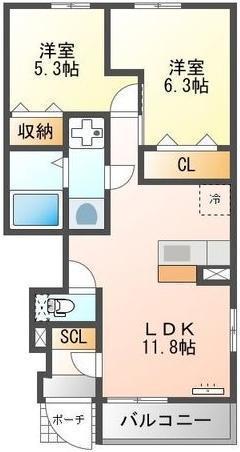 GRAN CHESTA(2LDK/1階)の間取り写真