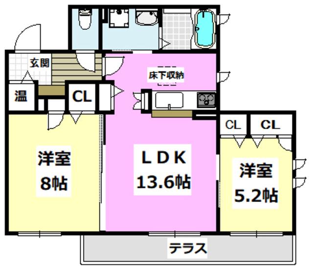 スカイスクレイパー総持寺(2LDK/1階)の間取り写真