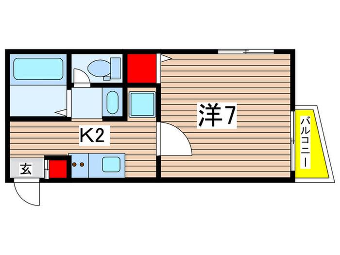 ファミリエールエム本千葉(1K/2階)の間取り写真