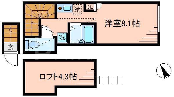 マーキュリー平井(ワンルーム/2階)の間取り写真