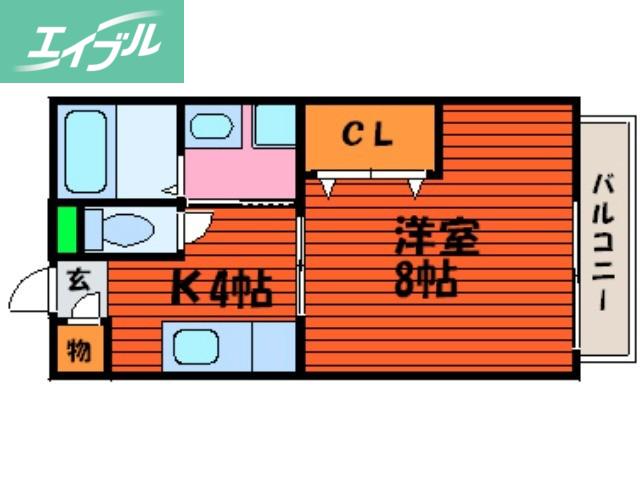 ユピテル石井(1K/2階)の間取り写真