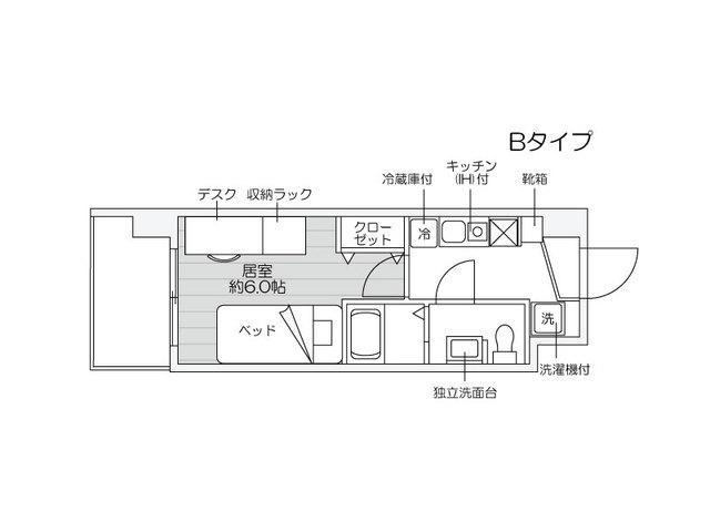 カレッジコート新潟大学前(1K/10階)の間取り写真