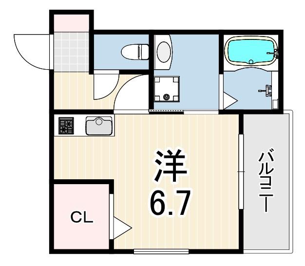 エターナルシー舞子台(ワンルーム/2階)の間取り写真