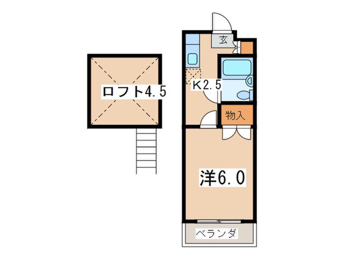 ヴィラ湘南台(1K/1階)の間取り写真