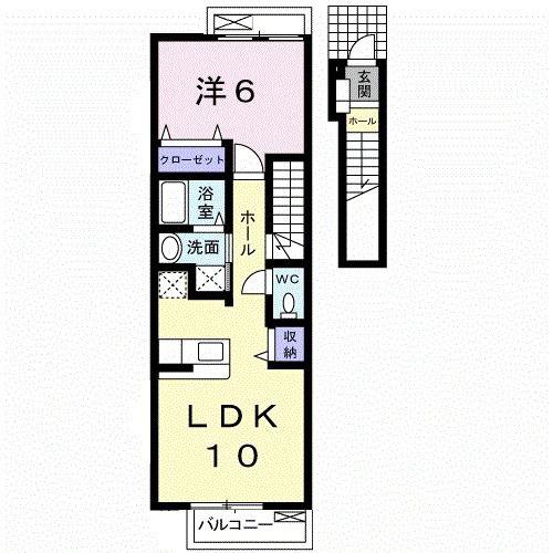 ウィンディー・ヒルズ(1LDK/2階)の間取り写真