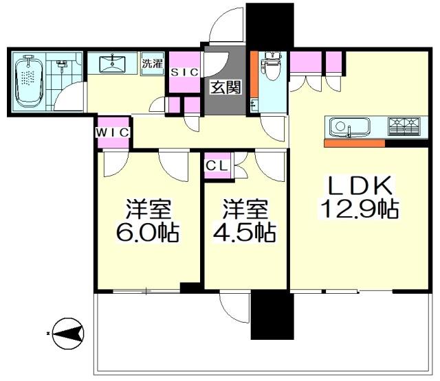 パークタワー川口本町(2LDK/6階)の間取り写真