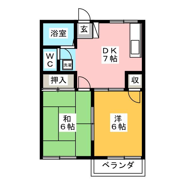 メゾン浅野B(2DK/2階)の間取り写真