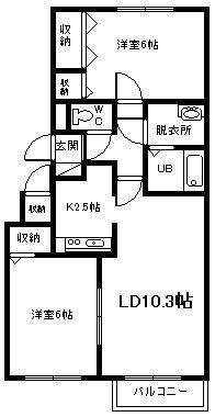 オリエンタルコート(2LDK/1階)の間取り写真