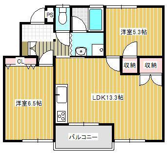 本郷パークI(2LDK/2階)の間取り写真