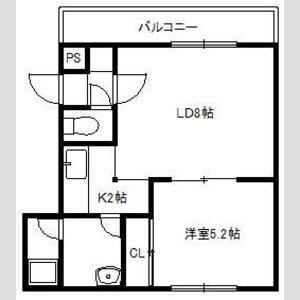 丸善ビル(1LDK/4階)の間取り写真