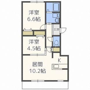 セントポーリアシェリル(2LDK/2階)の間取り写真