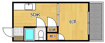 コテージミタキ(1DK/1階)の間取り写真