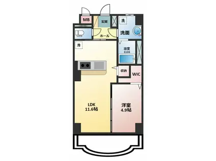 イングレッソ水江 5階建てマンション(1LDK/2階)の間取り写真