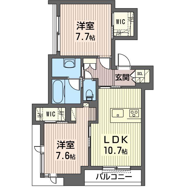 WING ZEAL(2LDK/3階)の間取り写真