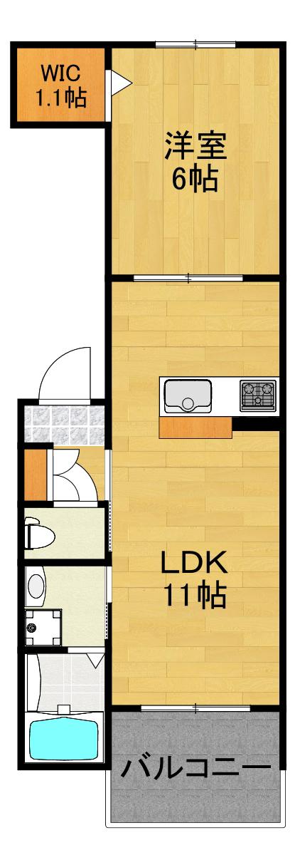 大倉山一丁目アパートメント(1LDK/2階)の間取り写真