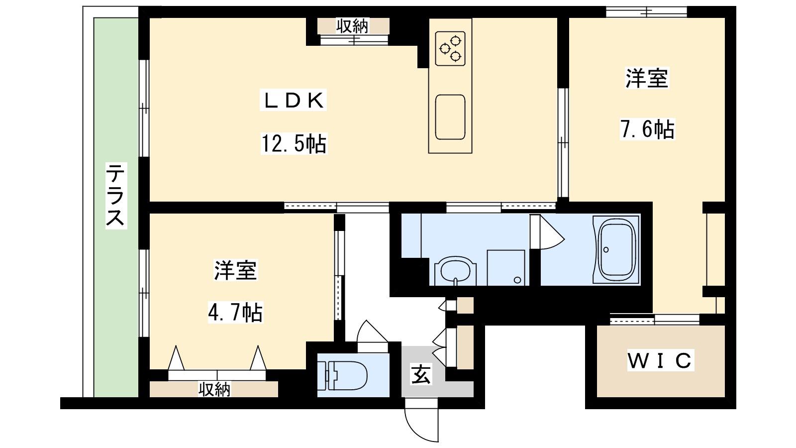 SHAMAISON ROSEGROVE(2LDK/1階)の間取り写真