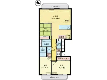 高輪台フラッツ(3LDK/3階)の間取り写真
