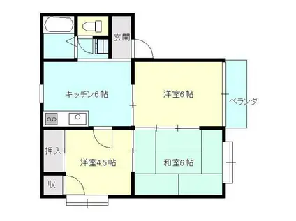 ロイヤルハイツA(3DK/1階)の間取り写真