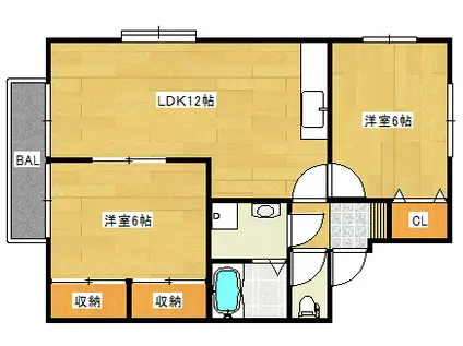 セジュール矢取(2LDK/2階)の間取り写真
