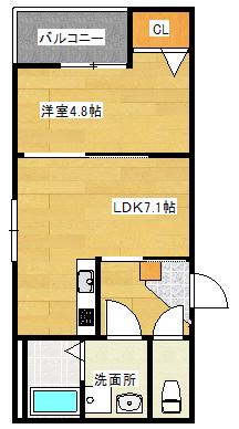 フォレスト草津南(1LDK/1階)の間取り写真
