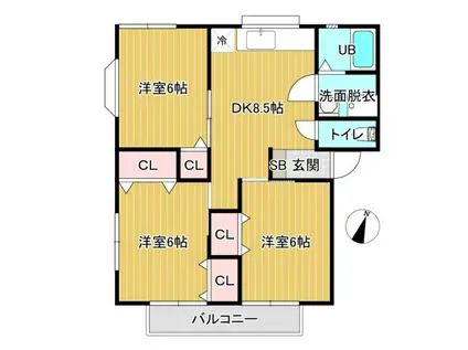 シティコーポラスMM A棟(3DK/1階)の間取り写真