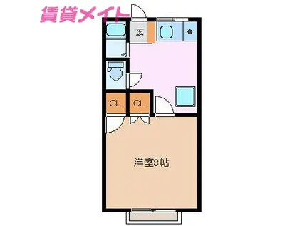 ヴィラージュ(1DK/2階)の間取り写真